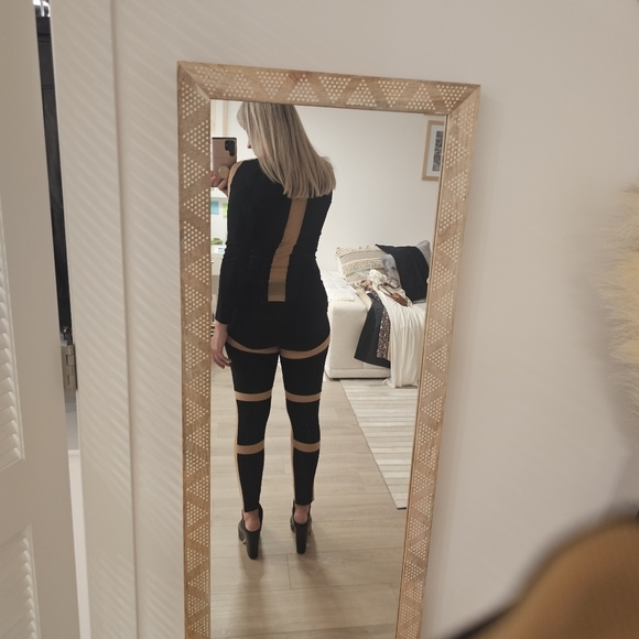 Norma Kamali Black and Tan Skinny Leggings - Picture 9 of 11